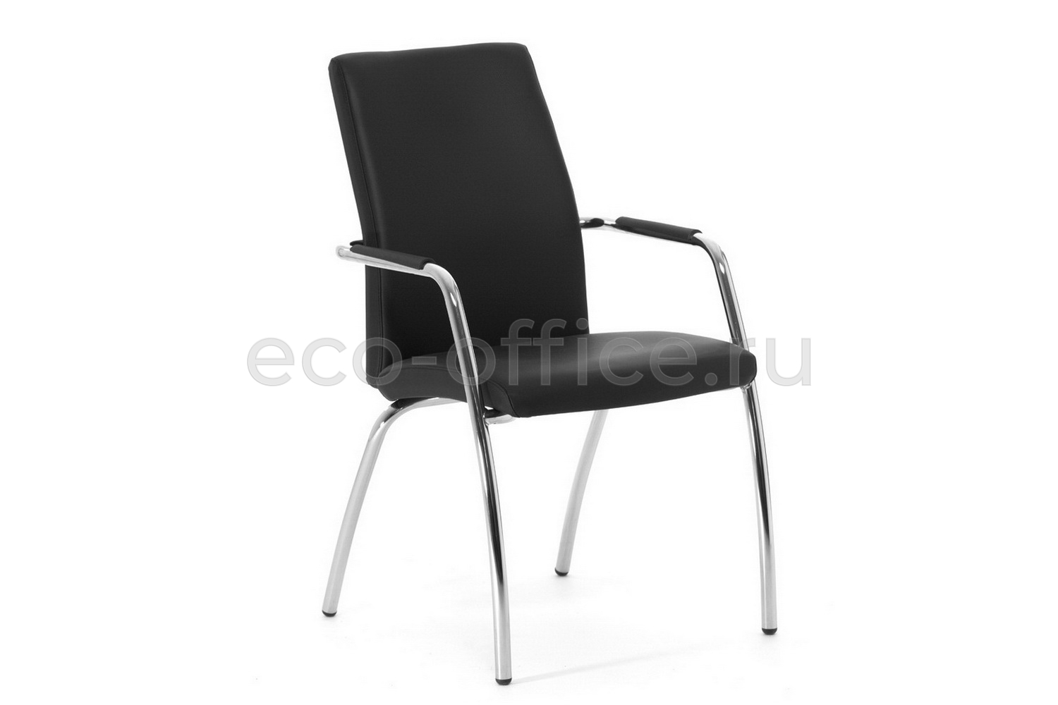 Конференц-кресло Profoffice WELL SEAT на 4 опорах Чёрная экокожа купить в Воронеже