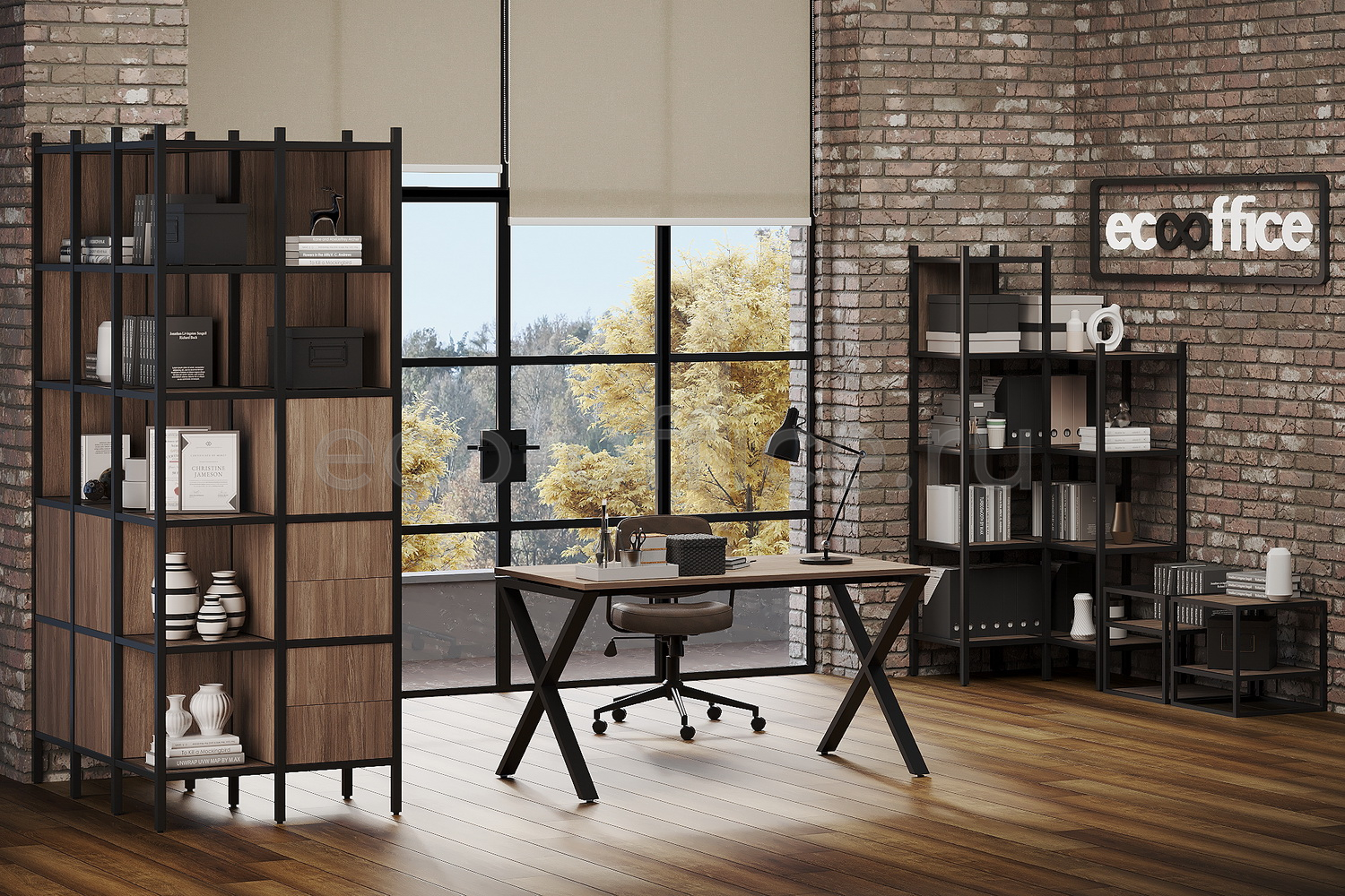 Кабинет руководителя LOFT Дуб Аризона / Чёрный металл купить в Воронеже