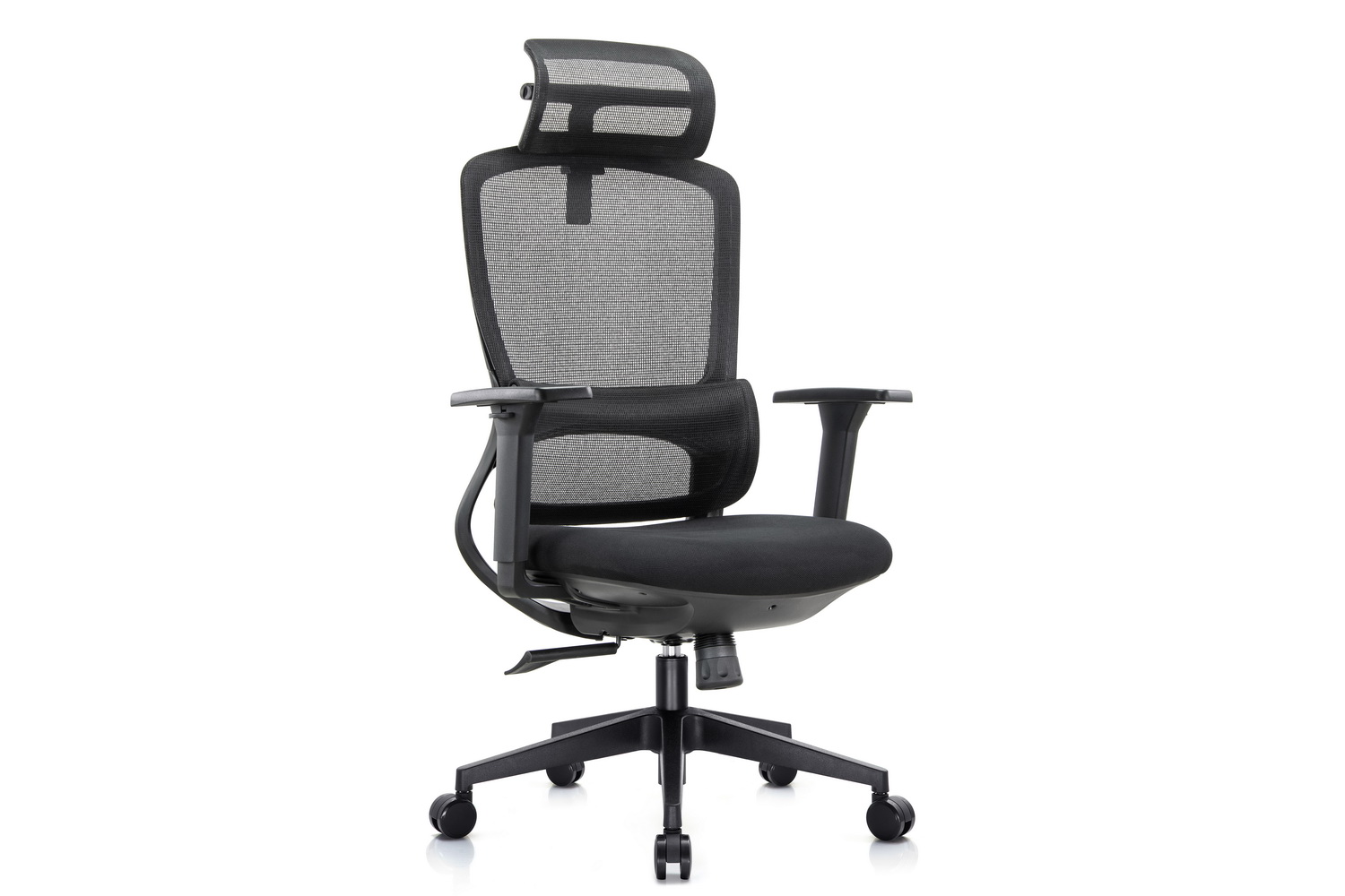 кресло руководителя rv chair skill 6245a чёрная сетка / чёрная ткань фото