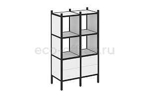 Комплект наборного стеллажа LOFT VR.L-03 Белый Бриллиант / Чёрный металл фото