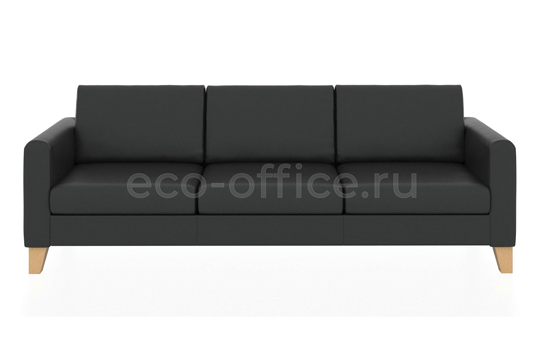 Трехместный диван БЕРГЕН экокожа Euroline 9100 Чёрный купить в Воронеже