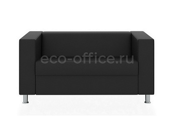 Двухместный диван АПОЛЛО экокожа Euroline 9100 Чёрный купить в Воронеже