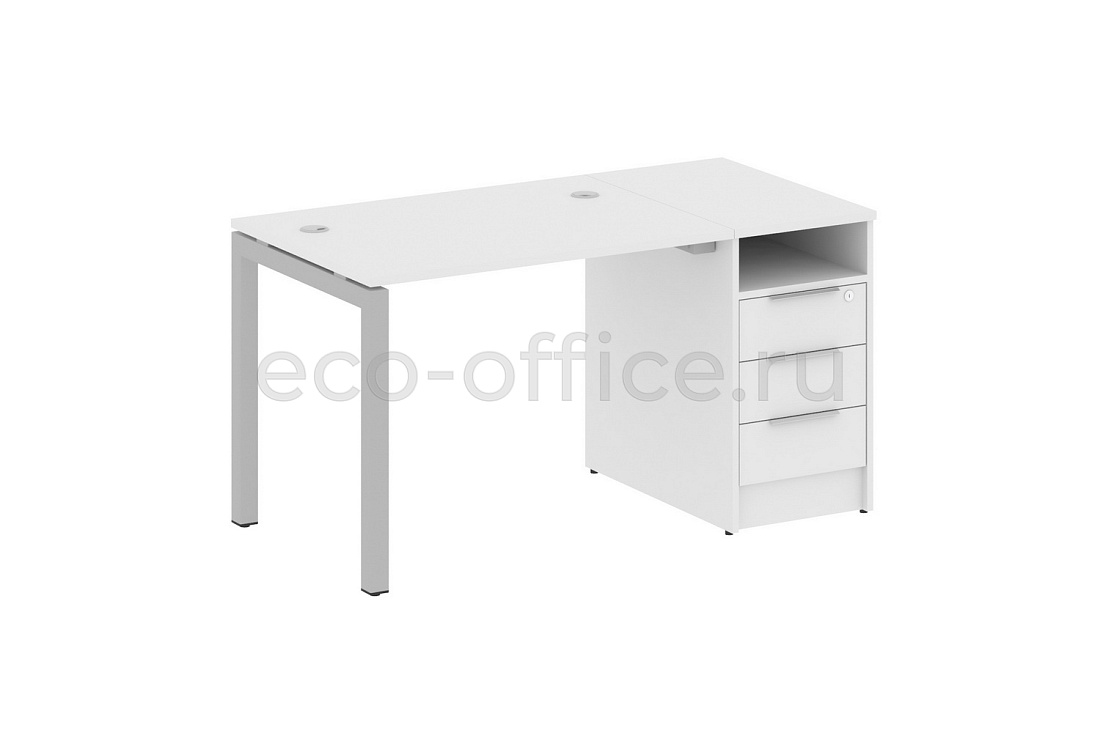Рабочая станция с опорной тумбой METAL SYSTEM QUATTRO 5x5 50БП.РС-СТП-1.1 Белый / Серый металл купить в Воронеже
