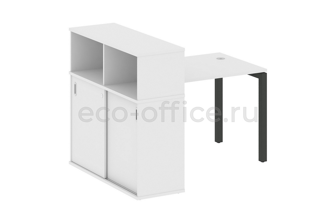 Стол письменный с опорным шкафом-купе METAL SYSTEM QUATTRO 5x5 50БП.РС-СШК-3.1 Белый / Антрацит металл купить в Воронеже