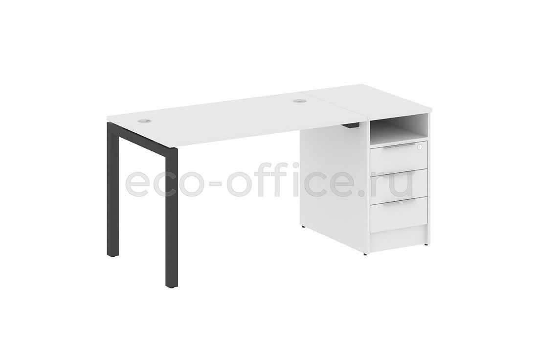 Рабочая станция с опорной тумбой METAL SYSTEM QUATTRO 5x5 50БП.РС-СТП-1.2 Белый / Антрацит металл купить в Воронеже
