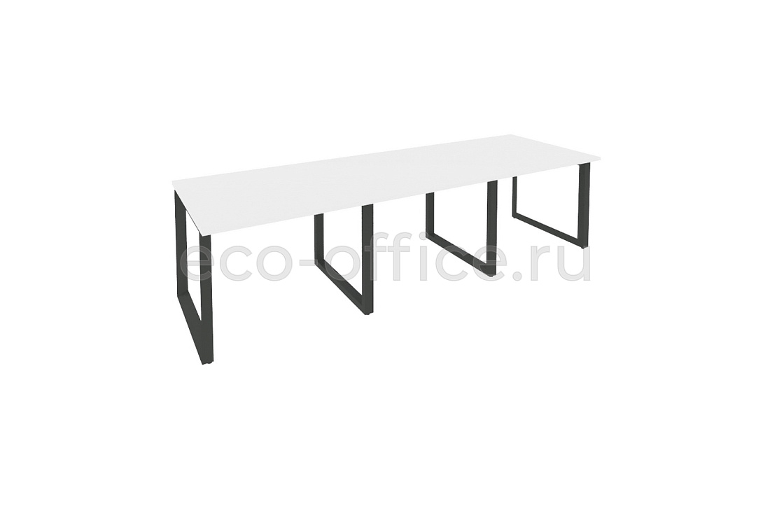 Стол переговорный (3 столешницы) ONIX O.MO-PRG-3.1 Белый Бриллиант / Антрацит металл  купить в Воронеже