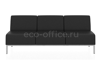 Прямой трехместный модуль КОМПАКТ экокожа Euroline 9100 Чёрный купить в Воронеже